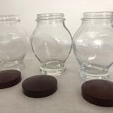 Trio of spice jars, bakelite cork
