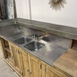 19th-century zinc and solid oak bar counter