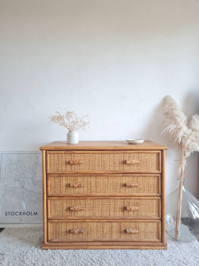Rattan chest of drawers circa 1960s