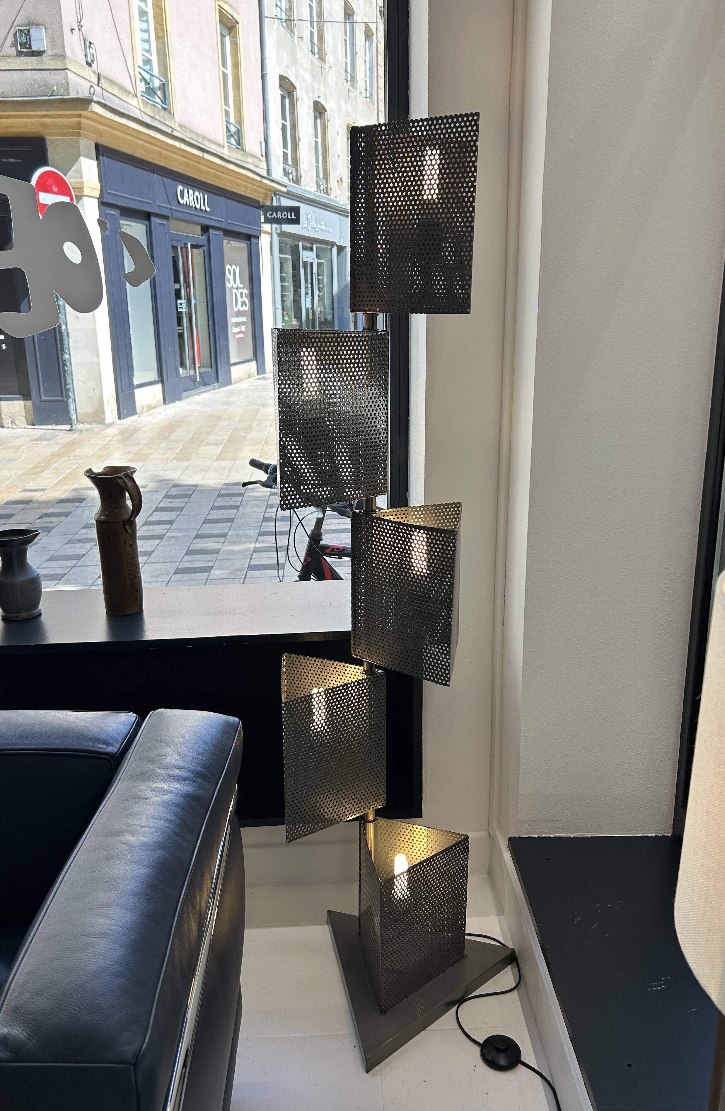 80s perforated metal floor lamp