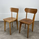 Pair of Luterma bistro chairs, wood, 1950s