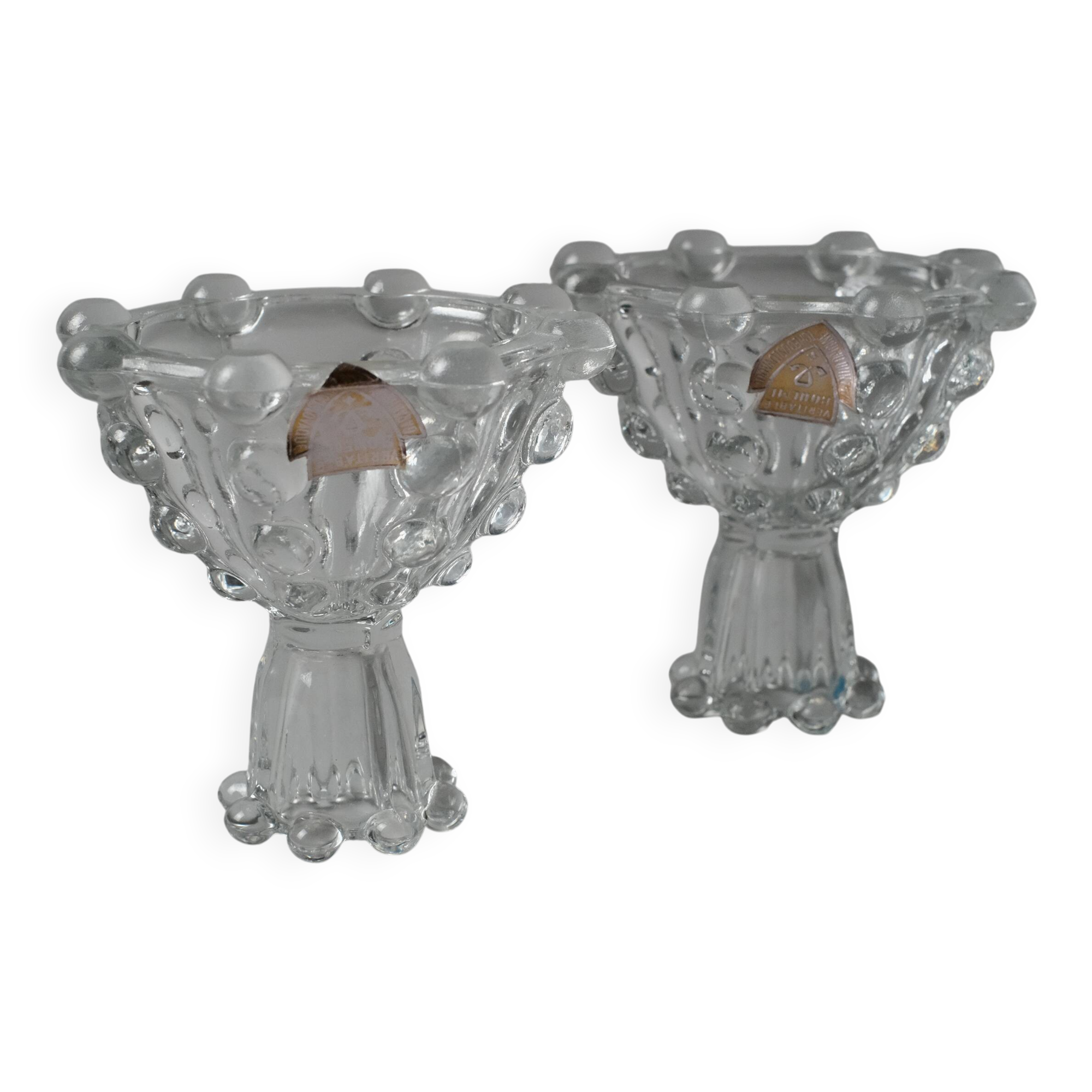 Paire de bougeoirs réversibles en cristal Bohemia, Tchécoslovaquie