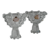 Paire de bougeoirs réversibles en cristal Bohemia, Tchécoslovaquie