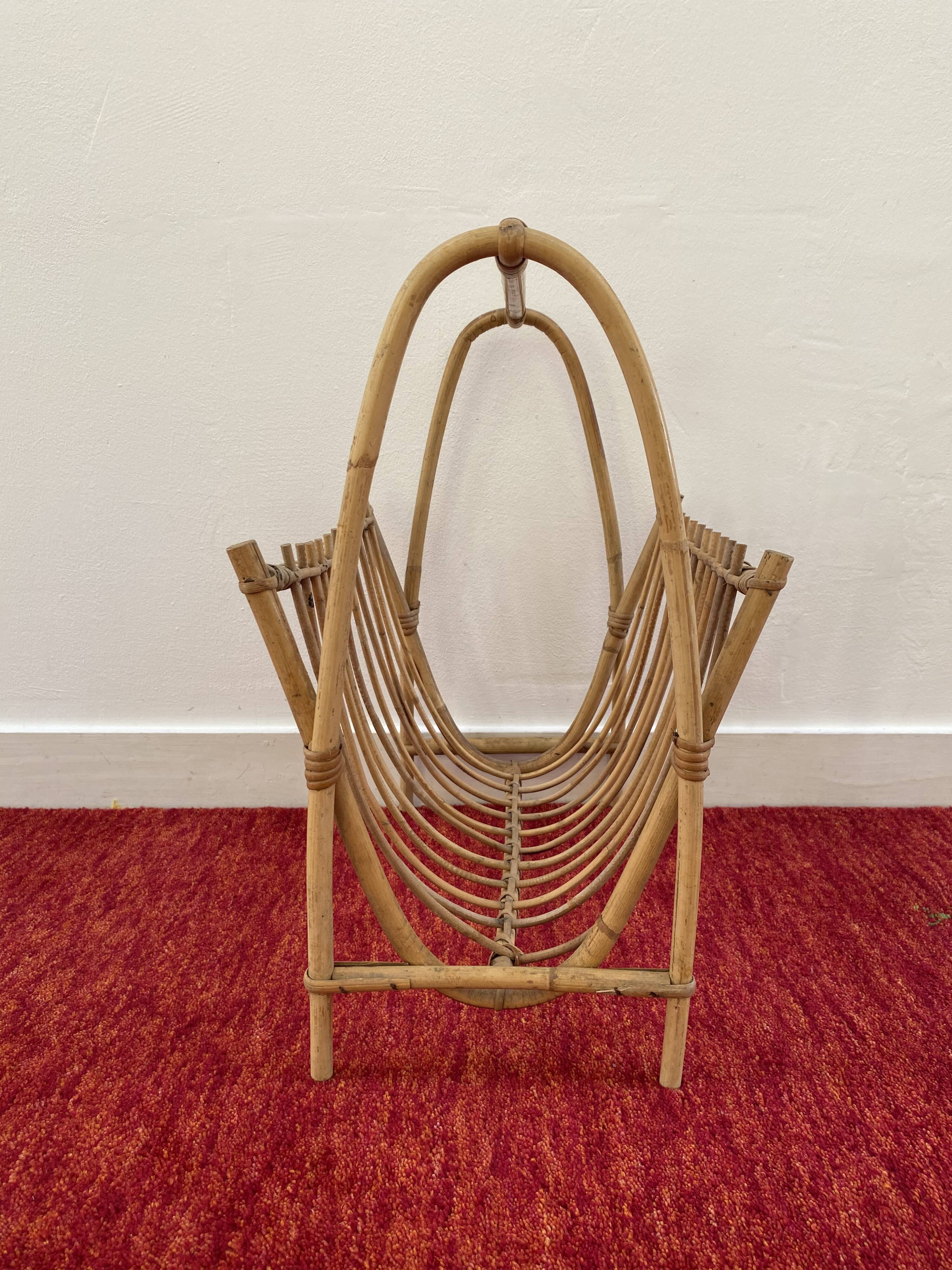 Vintage bamboo rattan magazine holder