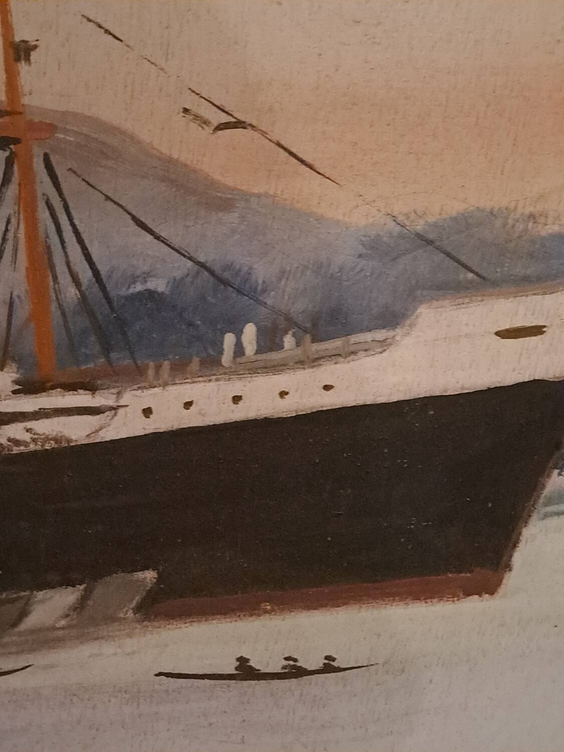 Tableau  "Paquebot en croisière "Signé.