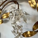 Old and large golden wall lamp Hans Kögl design from the 60s clusters of flowers