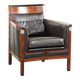 Art Deco design armchair with dark brown cowhide upholstery