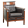 Art Deco design armchair with dark brown cowhide upholstery