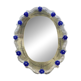 Hand-Carved Venetian Oval Mirror in Murano Glass Style, Early 21st Century