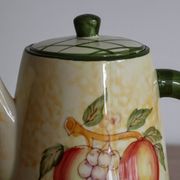Vintage yellow and green ceramic coffee pot