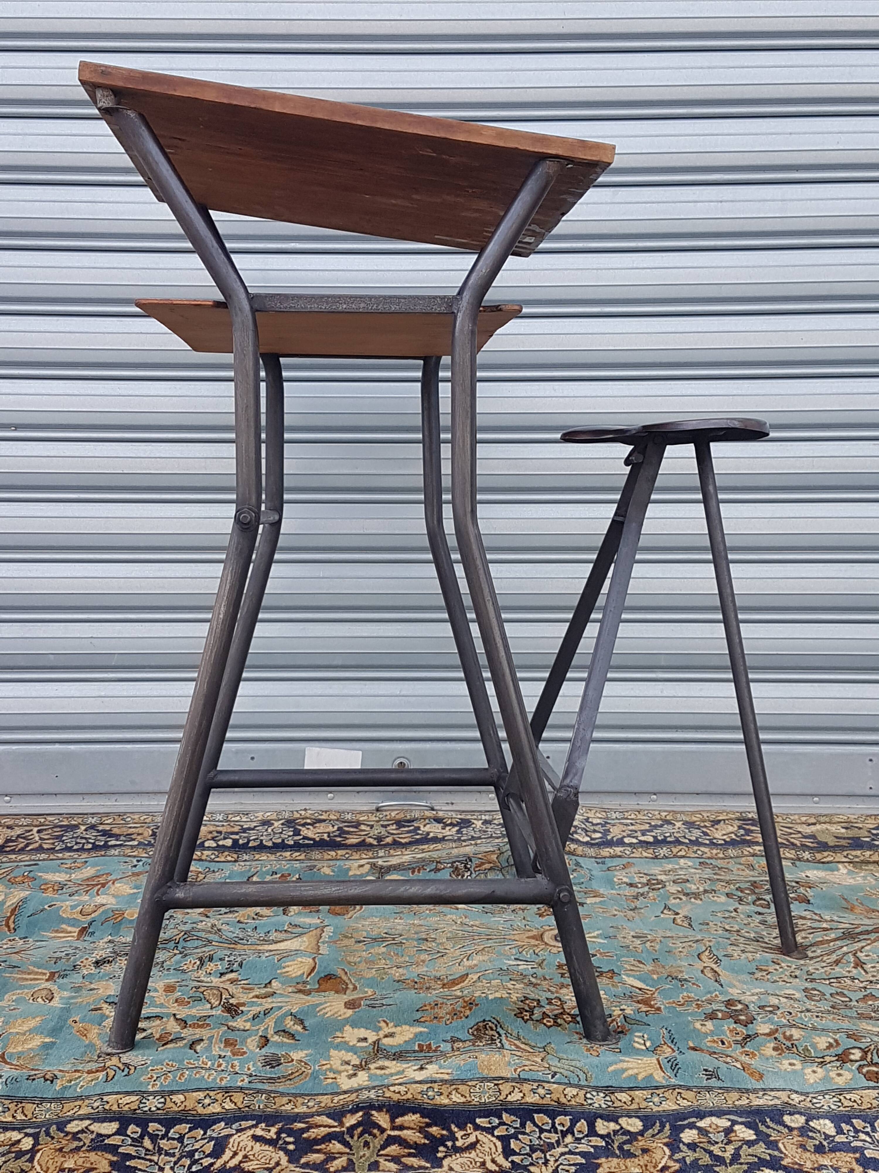 Architect's desk with integrated stool