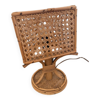Lampe à poser en rotin vintage 1950 1960 italienne