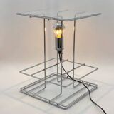Large geometric chrome and plexiglass lamp, 1970s
