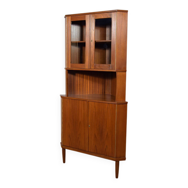 Cabinet d'angle en teck de style mid-century moderne, Danemark, années 1960