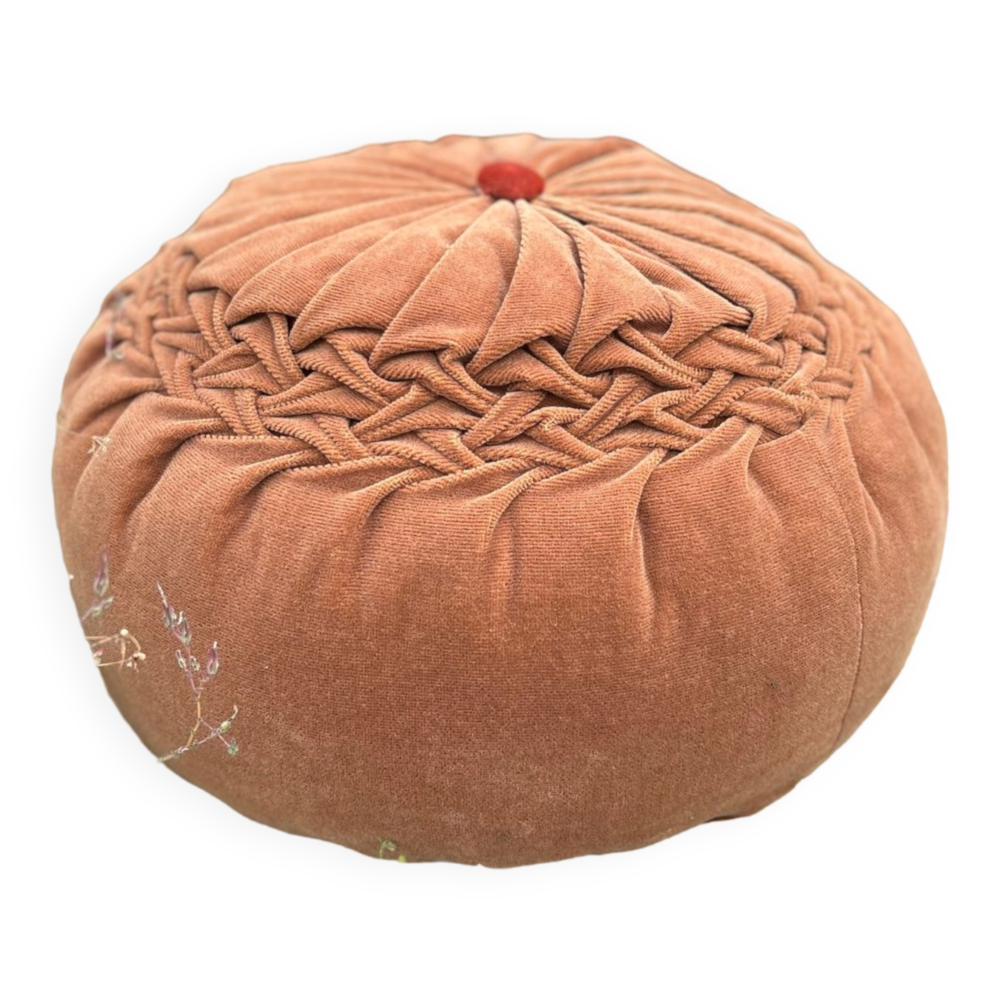 Coussin pouf en velours 1960