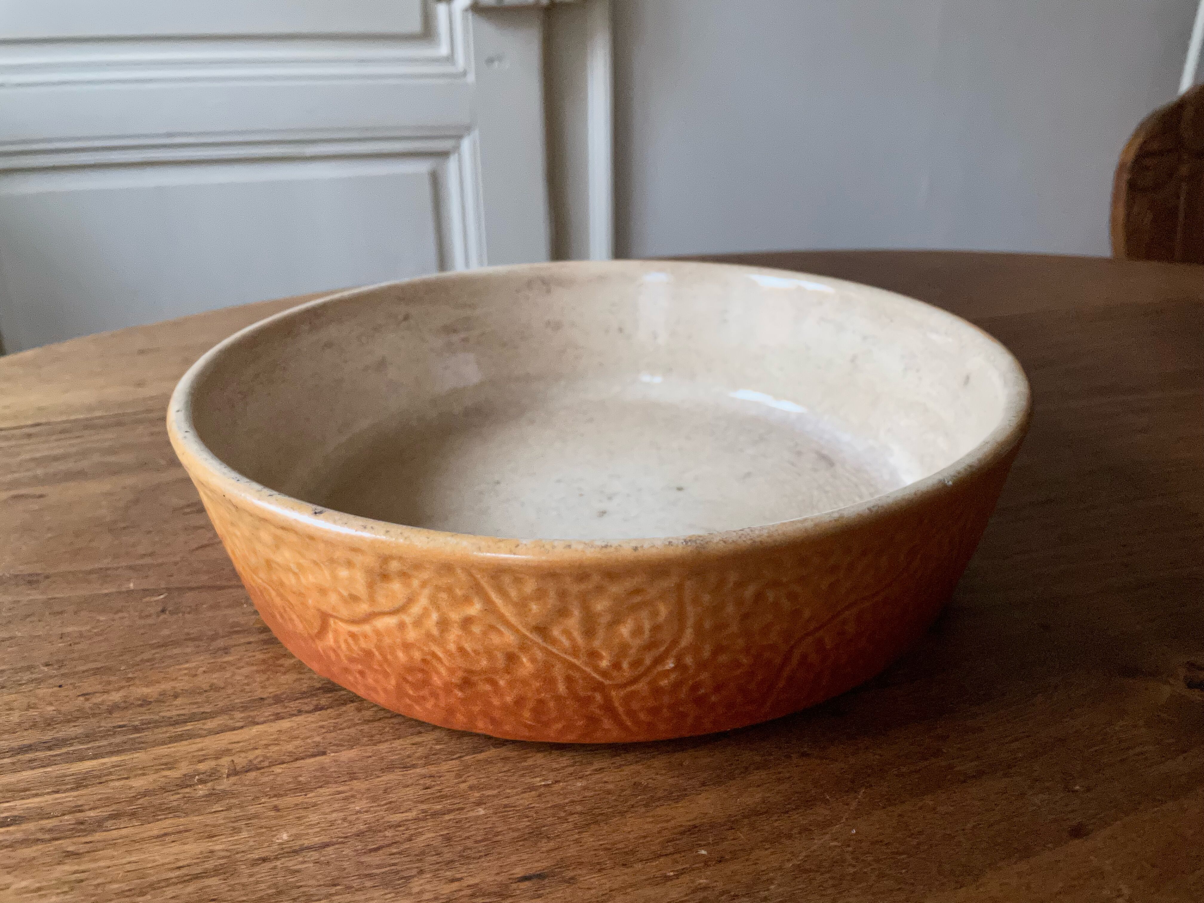 Plat à four rond Durofeu en céramique vintage ancien