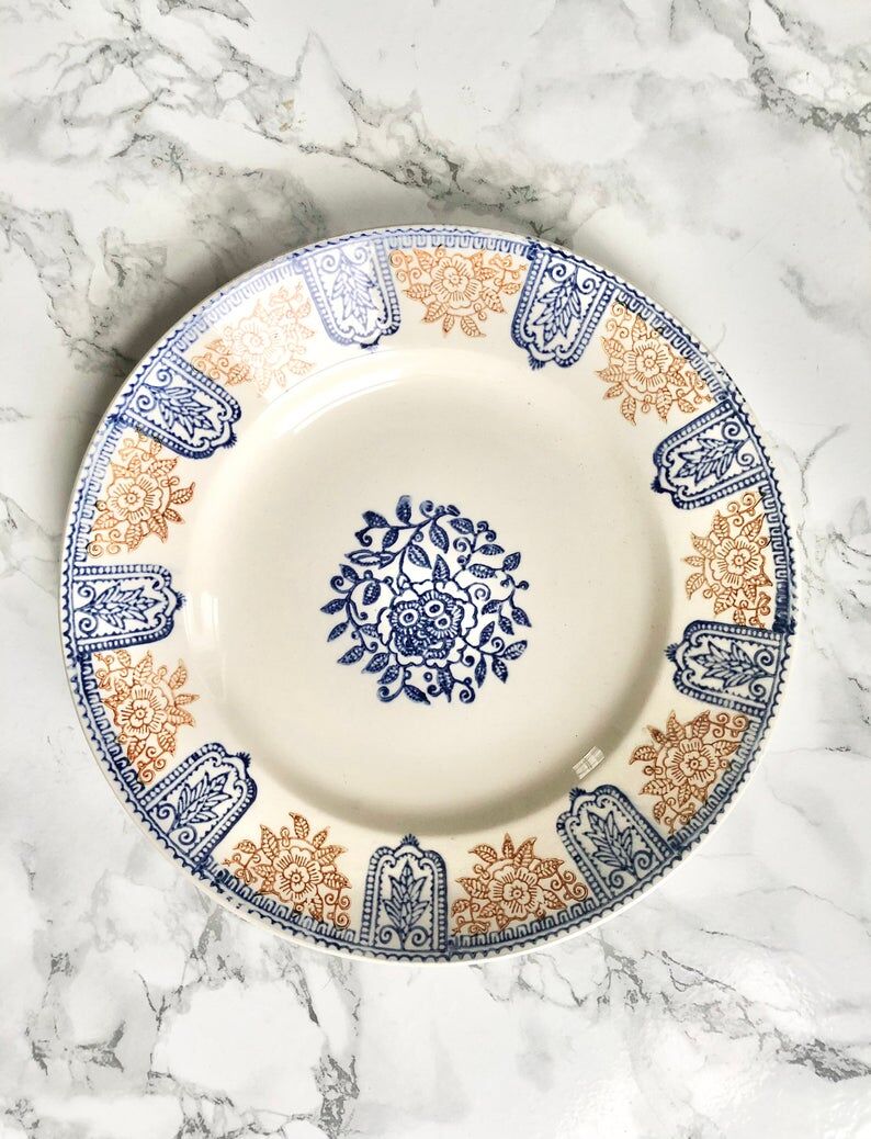 Set of 3 old earthenware plates