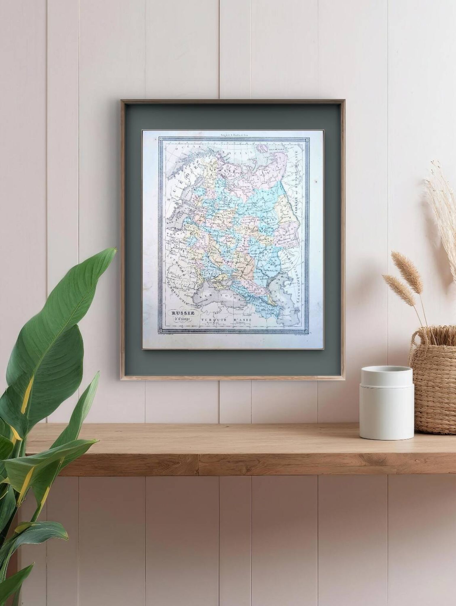 Russia, old map, printed in 1852.
