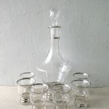 Service to liquor, glass with silver edging, art deco