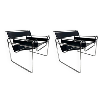 Original Wassily Armchairs attributed to Marcel Breuer for Gavina, 1970s, Set of 2