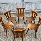 Series set of 36 vintage curved wood bistro chairs