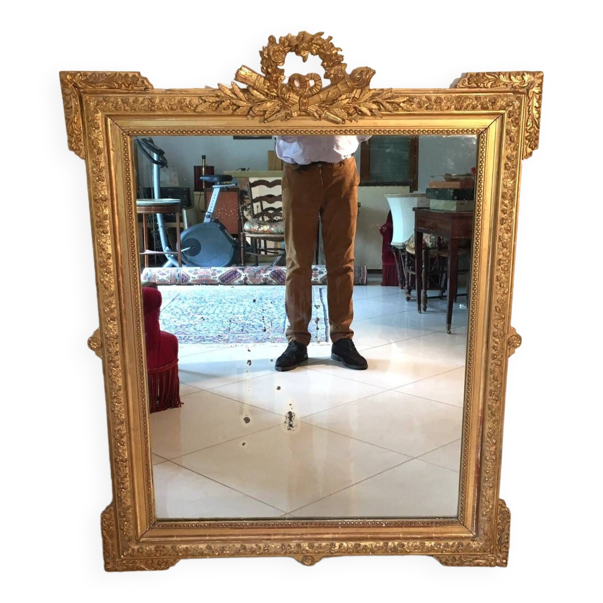 Louis XVI style and 19th century fireplace mirror