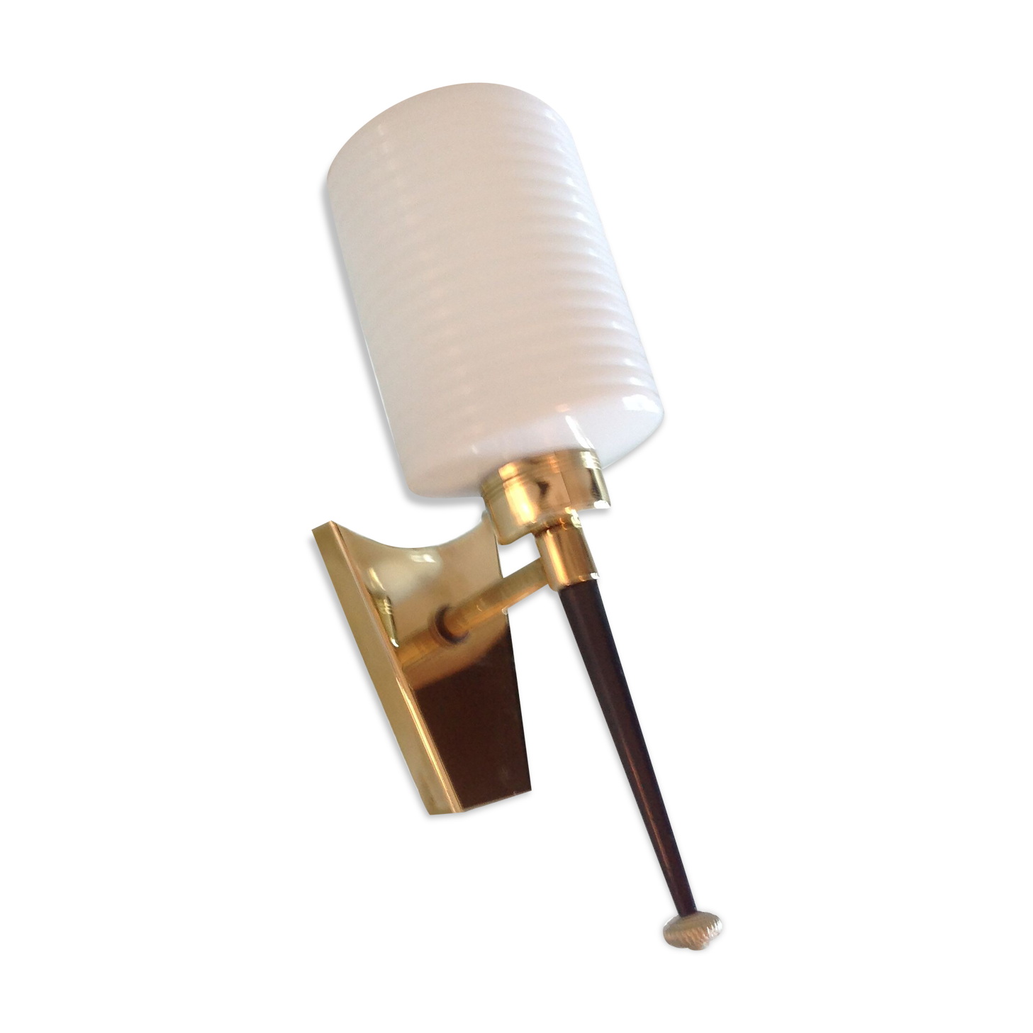 Brass and opaline wall lamp white / vintage 60s-70s