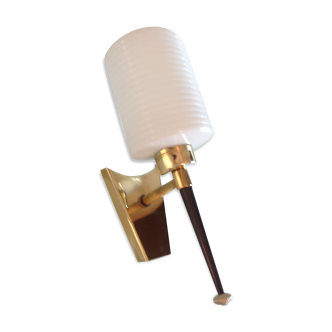 Brass and opaline wall lamp white / vintage 60s-70s