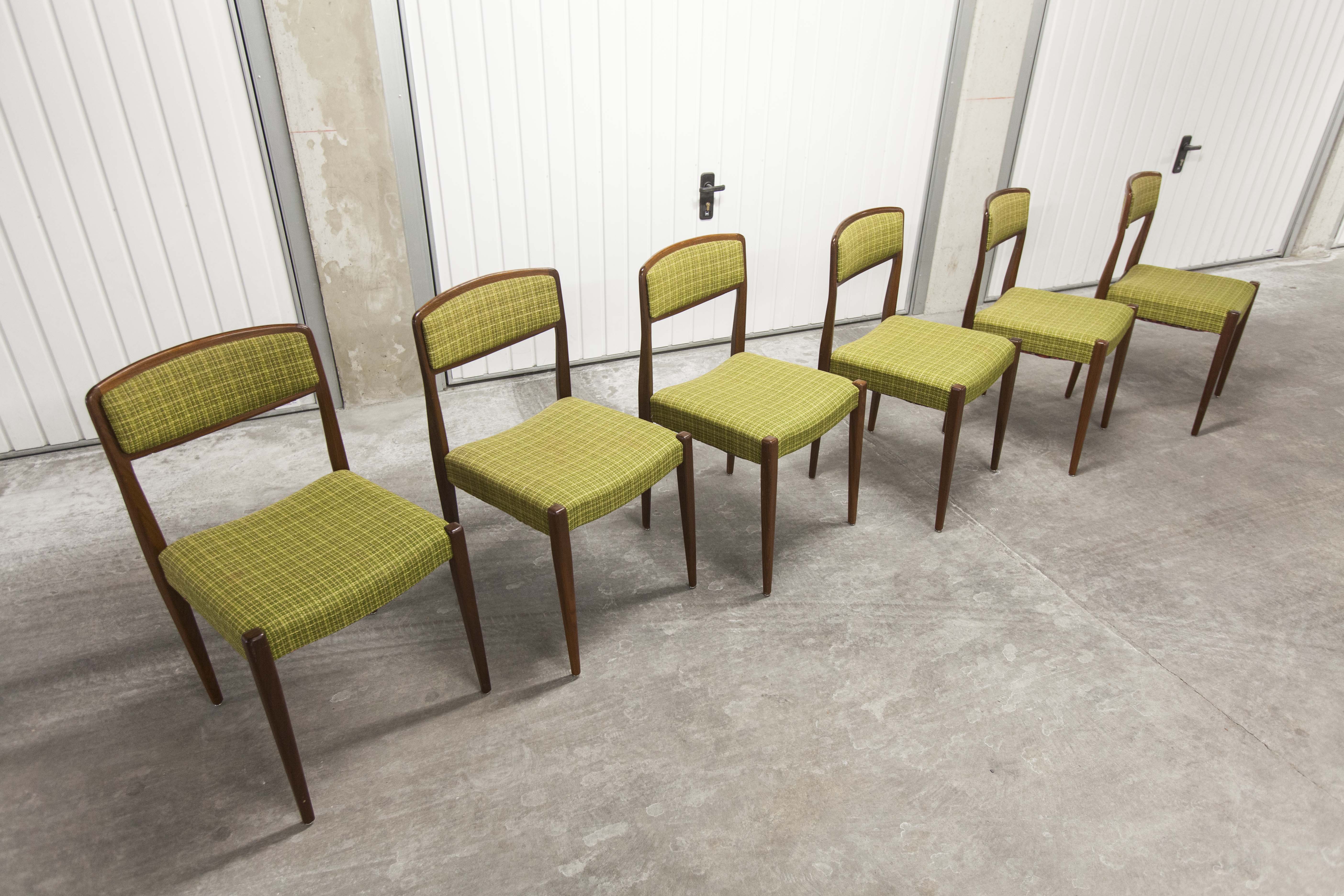 Lot of 6 teak and fabric chairs