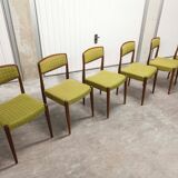 Lot of 6 teak and fabric chairs