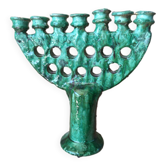 Tamegroute pottery menorah candle holder