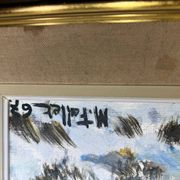 Antique painting, landscape under the snow, signed Fallet 1967