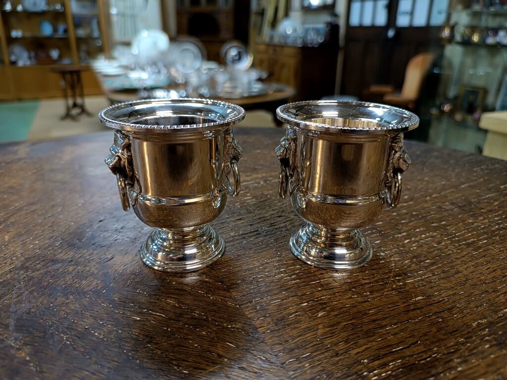 Pair of Medici shells in silver metal