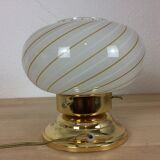 Lamp mushroom globe glass golden base