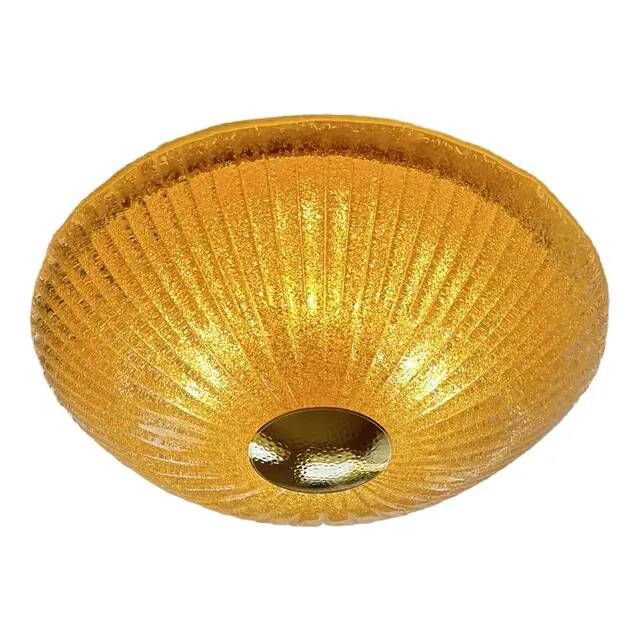 Venetian Lens Amber Graniglia Murano Glass Flush Mount by Simoeng