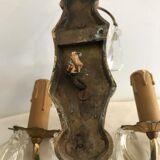 Pair of bronze wall light  with 1950 glass stamps