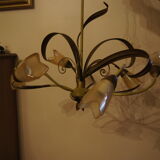 Bronze chandelier ceiling light with glass tulips