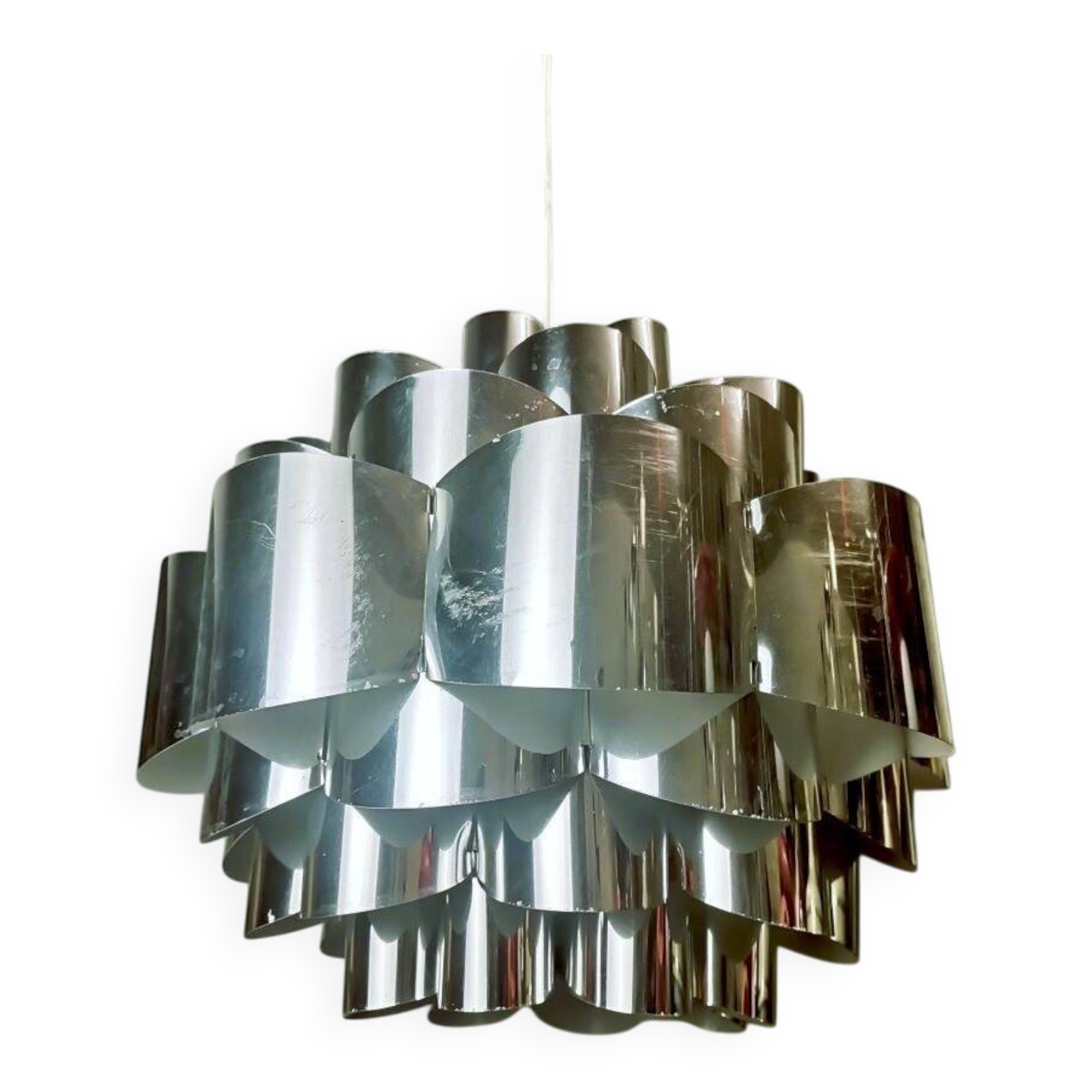 Mid Ventury Modern silver Danish hanging lamp