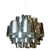 Lampe suspendue danoise en argent de style mid-century modern