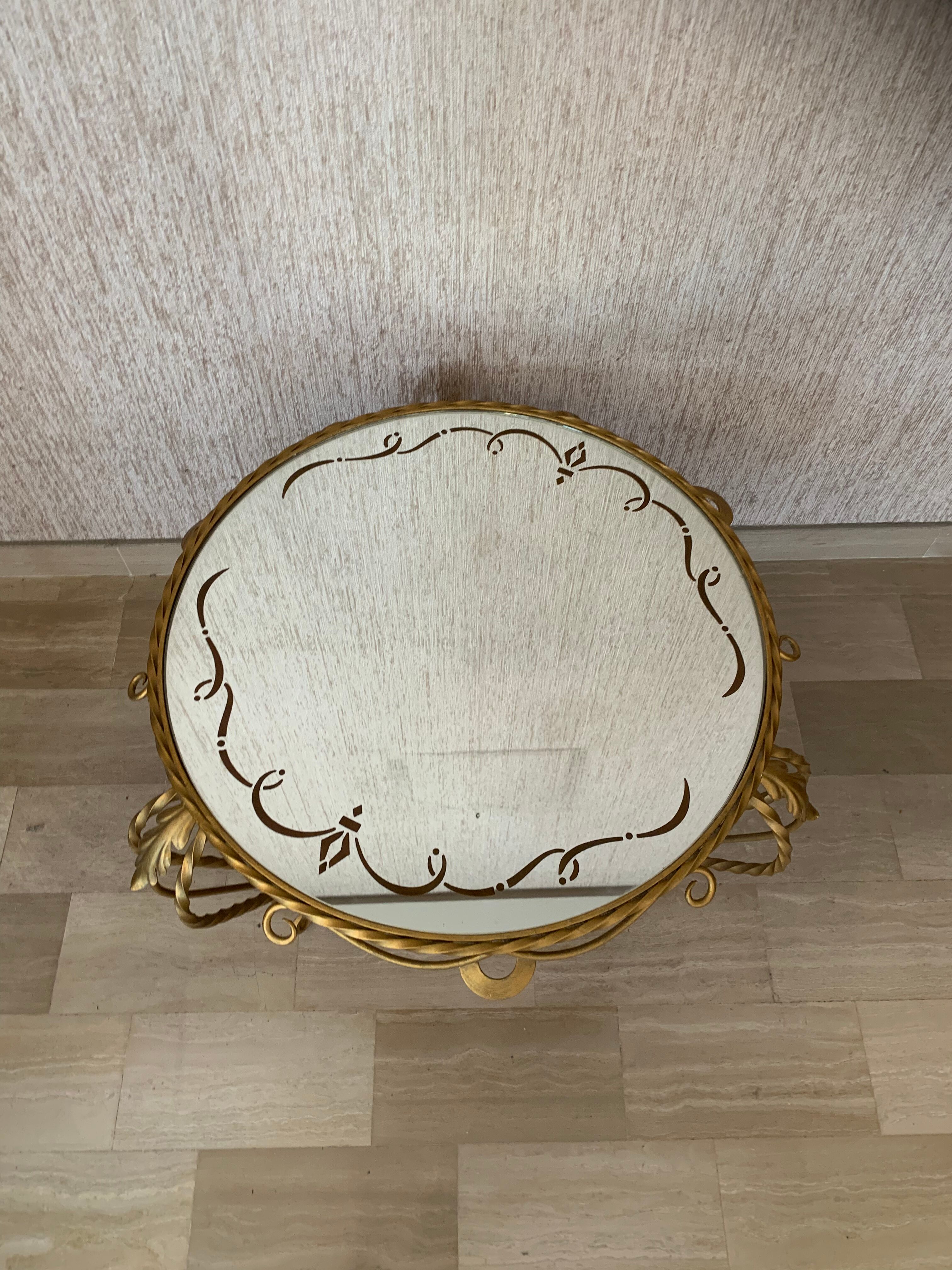 Golden coffee table and mirror 1960