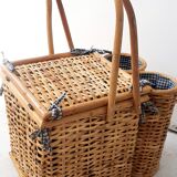 Vintage rattan picnic basket