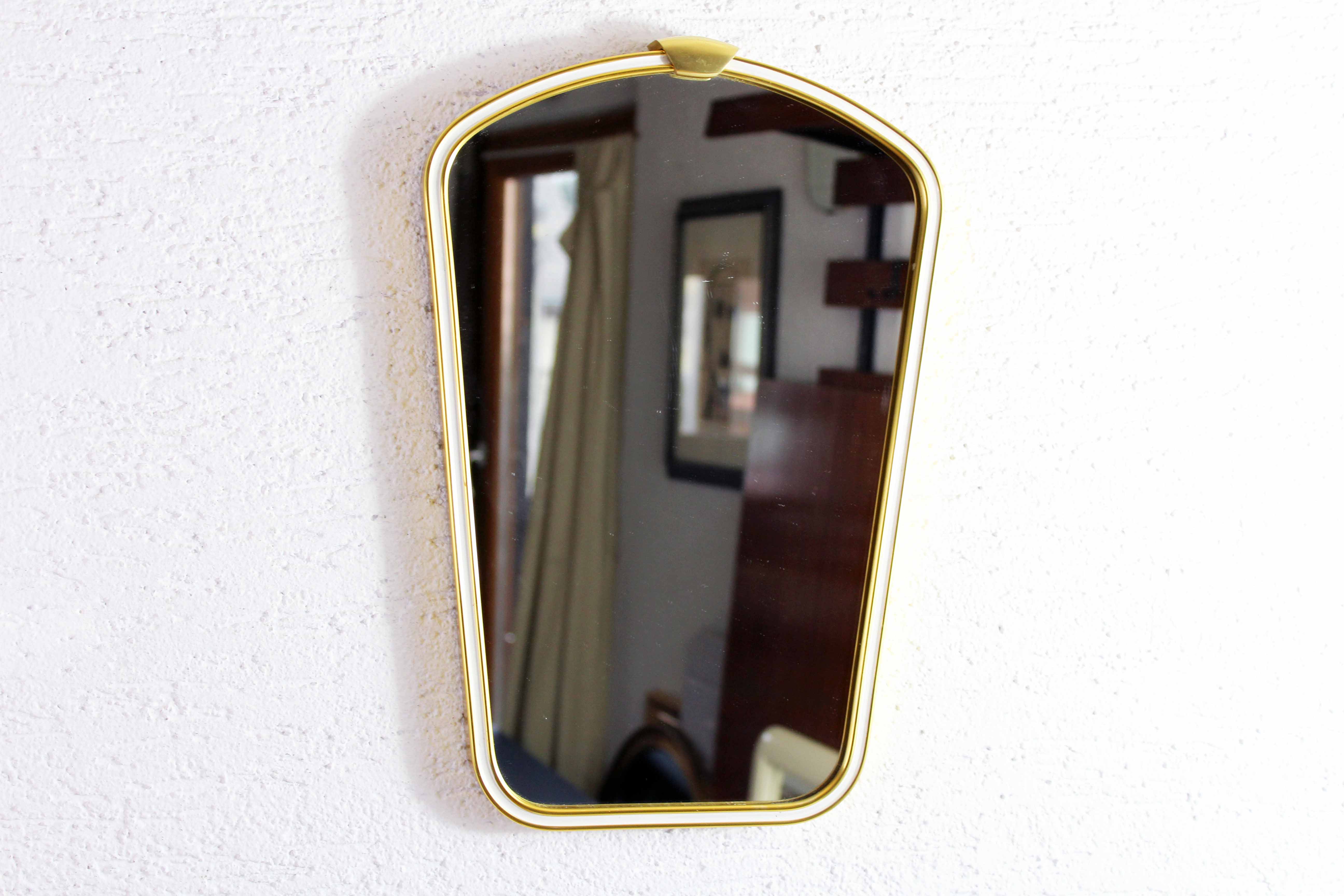 Freeform brass mirror, 42x28 cm