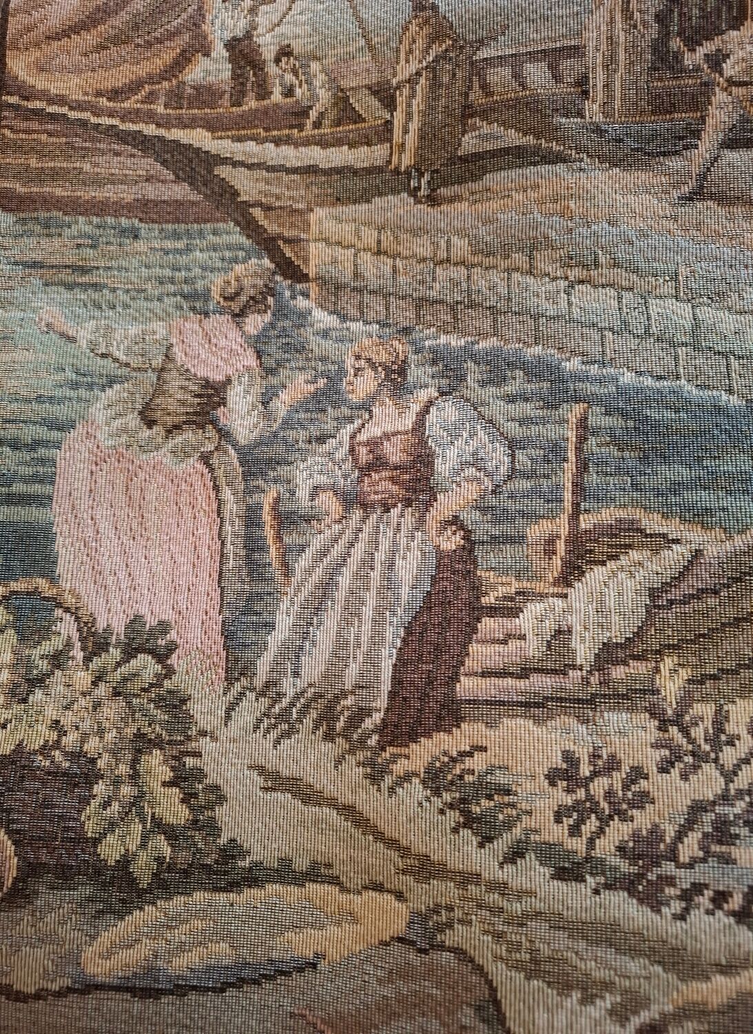 Old wall tapestry "Harbour Scene" The Woven Arts of France