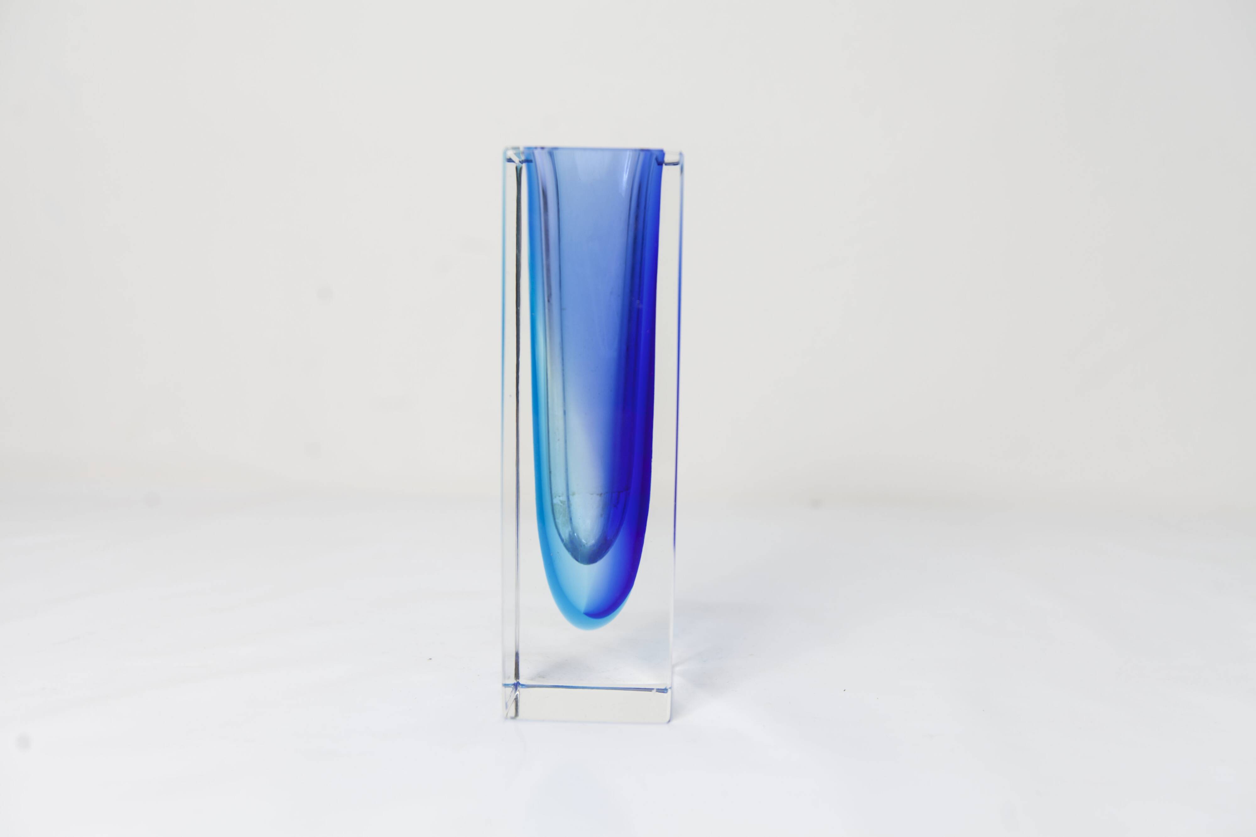 Sommerso Murano blue vase 1960