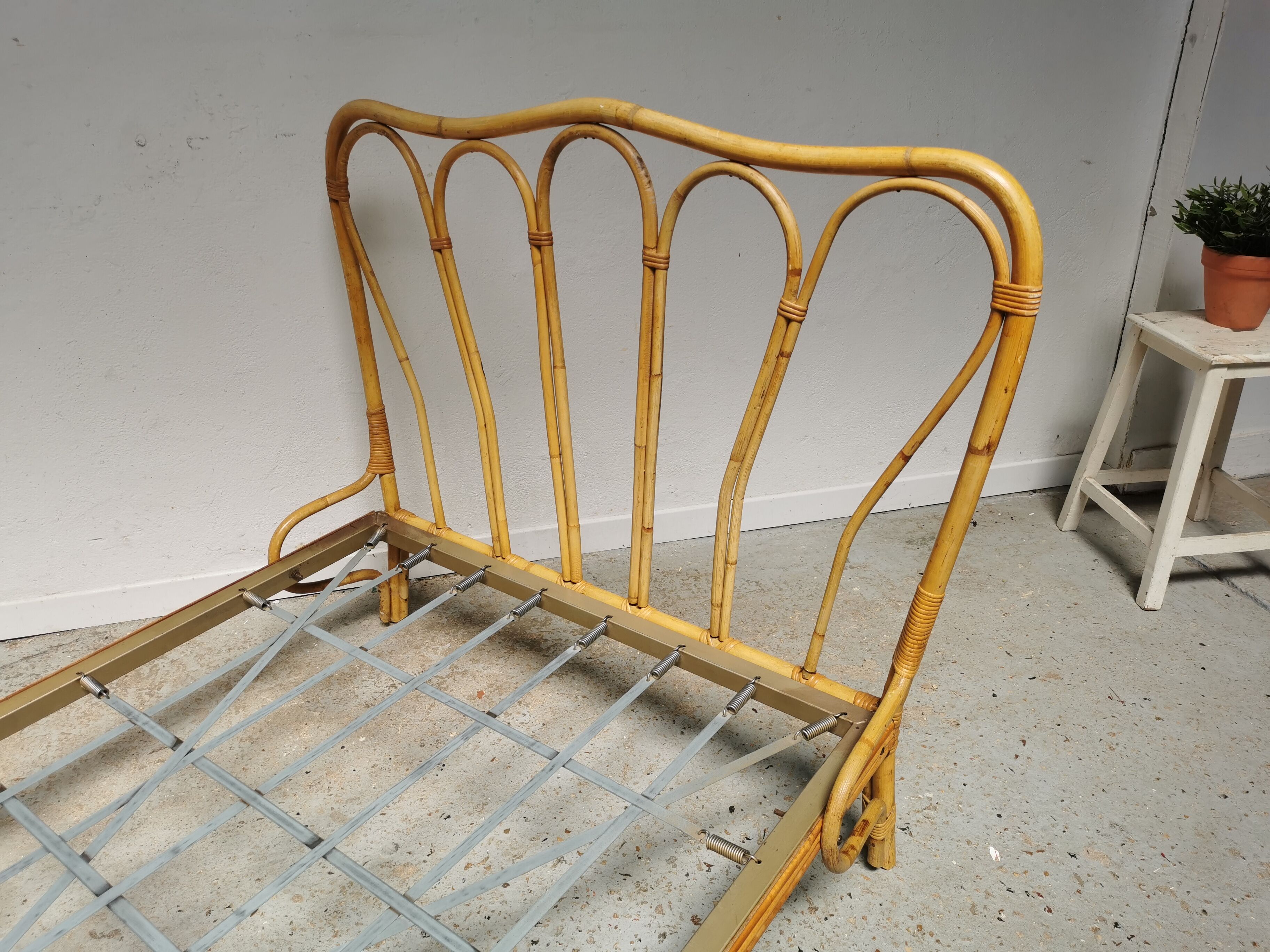 Pair of vintage rattan beds