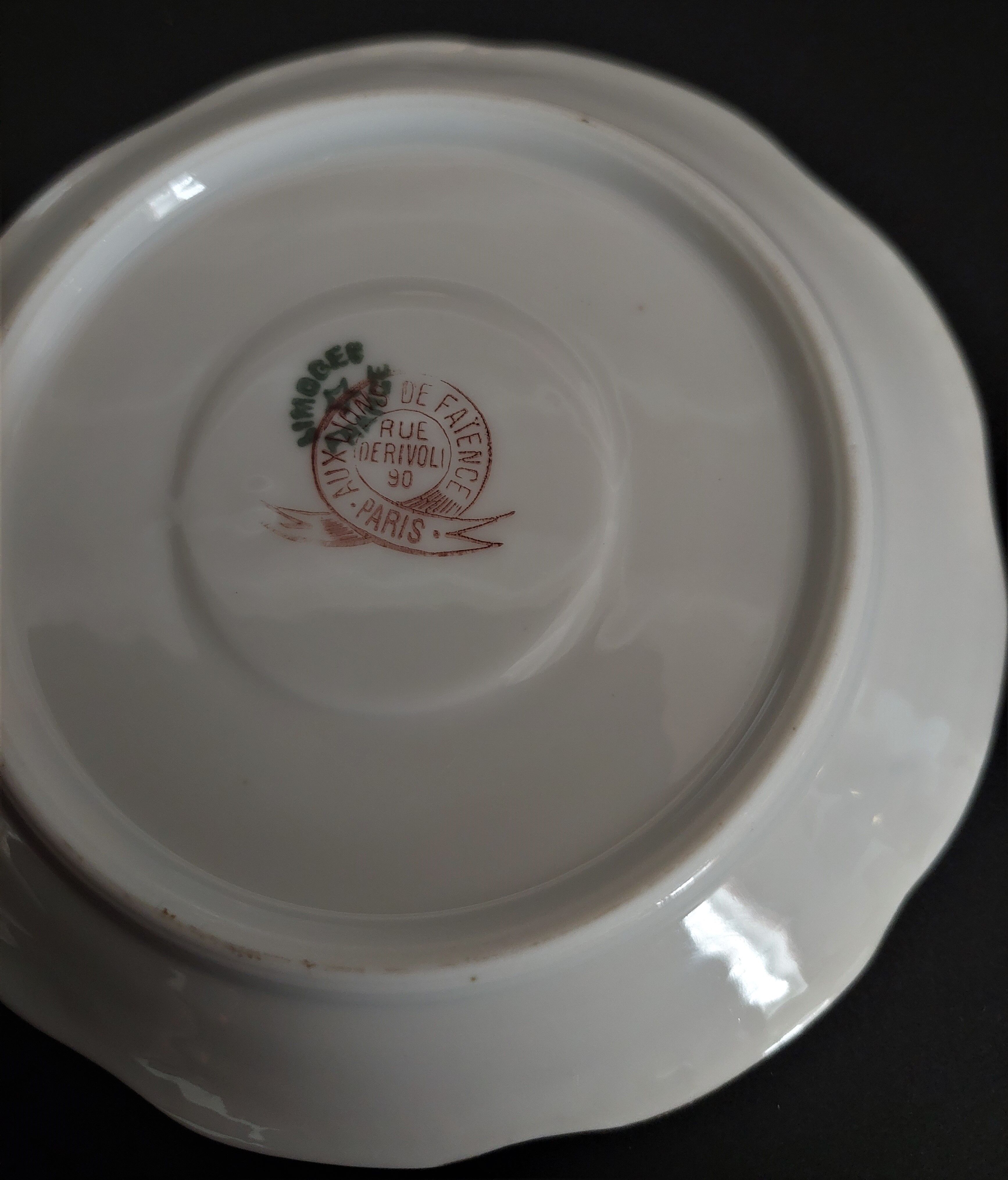 Limoges porcelain coffee cup with lions earthenware Paris white