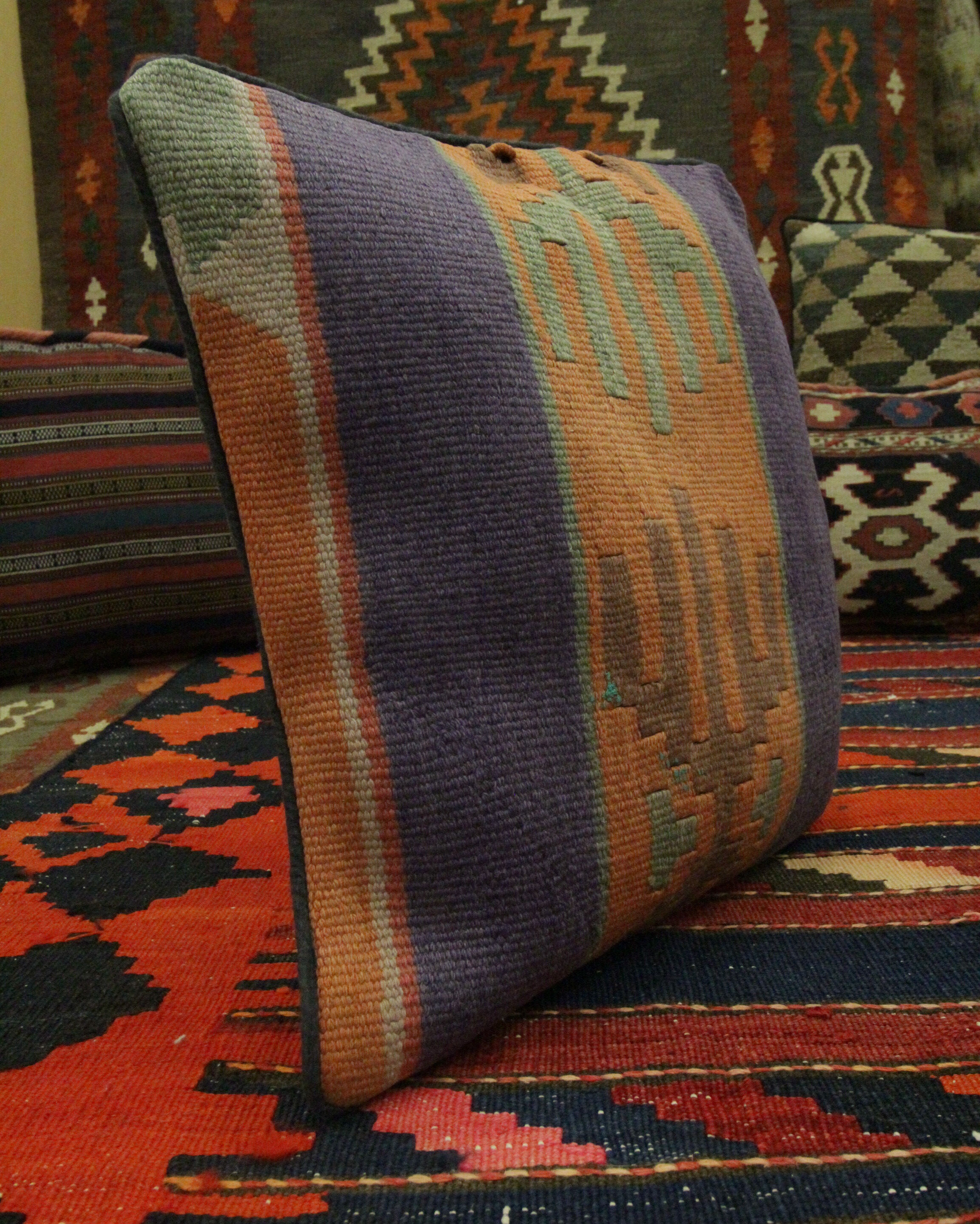Handmade Striped Kilim Cushion Cover 37x40cm