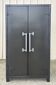 Metal kitchen cabinet, aluminum marshal's baton handles; 1950s