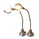 Pair of vintage chrome metal desk lamps with adjustable goosenecks.
