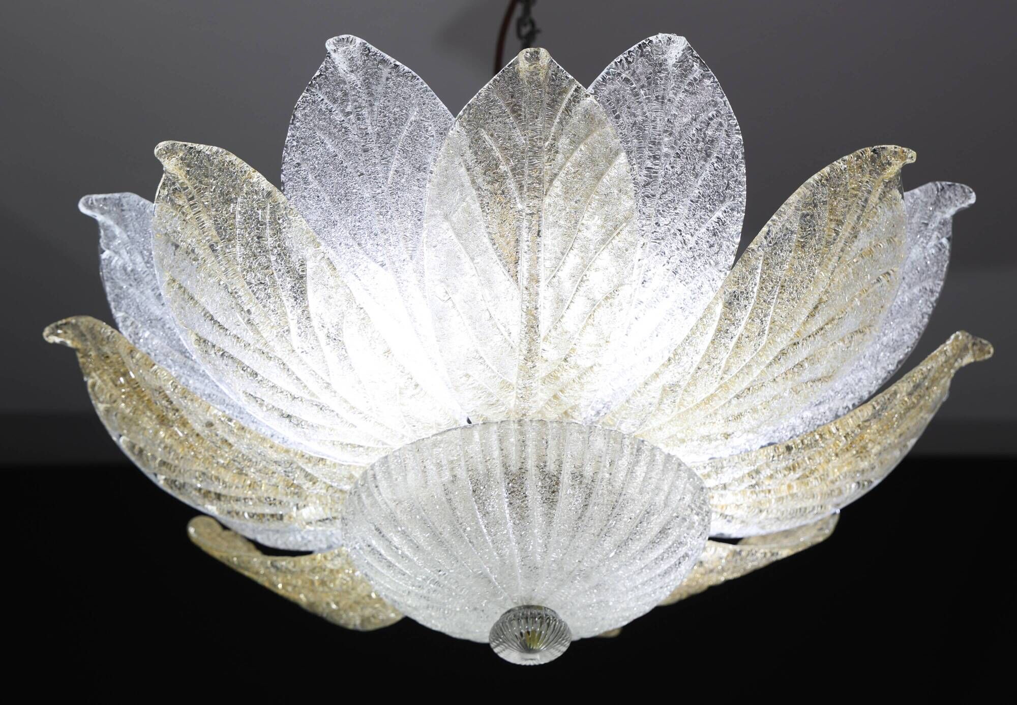 Charming Vintage Italian Murano Glass Amber and trasparent Ceiling Light
